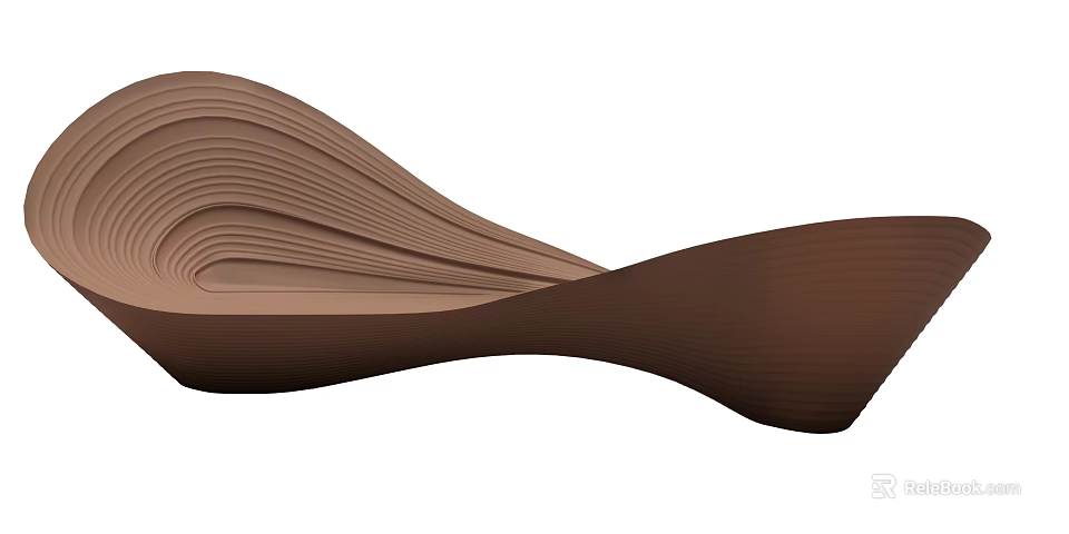 Unique Modern Curved Wooden Outdoor Chair With Smooth Wave Design 3d model 