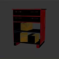 Stylish Red Entryway Console Cabinet with Drawers Shelves and Storage Boxes