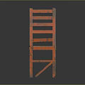 Orange Wooden Distressed Vintage Chair With Rustic Backrest And Sturdy Four Legs