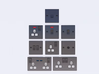 Modern Switch Panels With Various Styles Color Options And Socket Combinations 3d model
