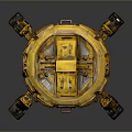 Game Sci Fi Character Yellow Mechanical Circular Structure With Multiple Legs And Engine Parts 3d model
