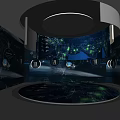 Interactive Digital Exhibition Space With 360 Degree Projection Screen And Blue Light Visual Effects 3d model