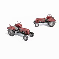 Vintage Detailed Red Tractor Models With Classic Design And Wheels On White Background