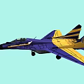 Vibrant Cartoon Style Blue And Yellow Passenger Plane With Jet Wings And Tail Fin