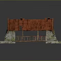 Rustic Stone Cottage With Red Weathered Roof And Wooden Balcony Details