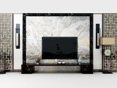 New Chinese TV Cabinet 3d model