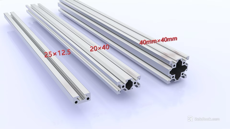 Aluminum Profiles with 25x12.5 20x40 and 40x40 mm Sizes for Structural Applications 3d model 