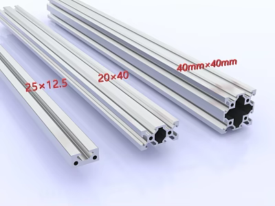 Aluminum Profiles with 25x12.5 20x40 and 40x40 mm Sizes for Structural Applications 3d model