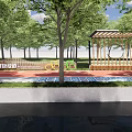 Scenic Garden Landscape With Red Running Track Trees Water Feature And Sheltered Seating