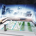 Futuristic Urban Planning Model Display With Illuminated City Buildings And 3D Architecture