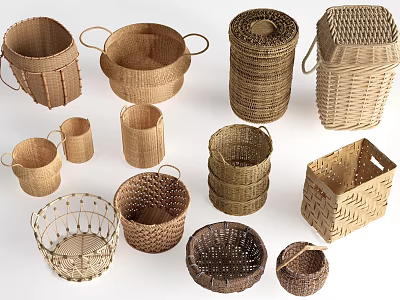Agricultural Tools Sketches Bamboo Basket Folk Sketches Bamboo Sketches 3d model