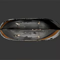 Vintage Boat Model With White Brown Exterior And Detailed Interior Structure
