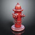 Red Fire Hydrant As Essential Fire Equipment With Chains And Stable Base 3d model