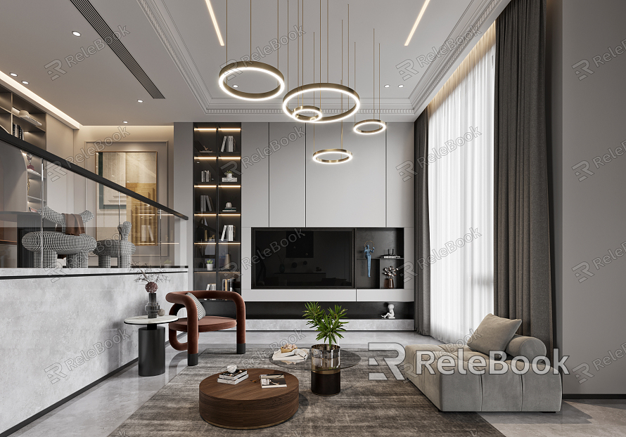 Modern Duplex Living Room & Dining Room model