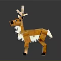 Pixel Art 3D Game Character Reindeer With Orange White Fur And Antlers