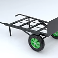 Heavy Duty Utility Trailer With Black Metal Frame Green Wheels And Hand Pulled Design