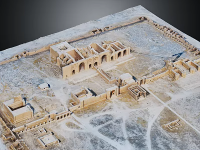 Reconstructed Ancient Architecture Ruins Model With Arches Courtyards And Remaining Walls 3d model