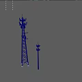 Tall Communication Tower With Multiple Antennas And Short Metal Pole Structure