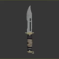 Tactical Knife With Serrated Blade Blue Metallic Finish And Brown Wrapped Handle