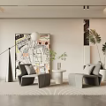 Modern Casual Table and Chair Combination Single Sofa 3d model