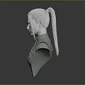 Detailed Female Bust Sculpture With Updo Hairstyle Intricate Clothing And Modern Neutral Tone
