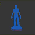 Red Humanoid Creature 3D Model Figure Standing On Circular Base With Tree Like Texture