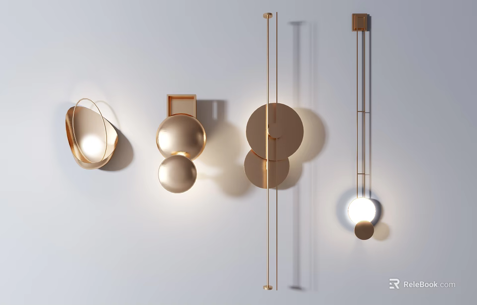 Modern Wall Lamps With Circular And Oval Shapes And Metal Design For Home Lighting 3d model 