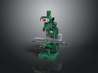 Green Vertical Milling Machine With Worktable Control Panel And Column For Industrial Processing 3d model
