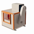 Cafeteria Insulated Food Cabinet White Orange Frame Small Window Red Items Inside Sloped Top