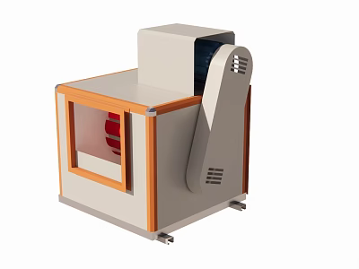 Cafeteria Insulated Food Cabinet White Orange Frame Small Window Red Items Inside Sloped Top 3d model