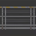 Metal Safety Guardrail With Yellow Gray Stripes And Multiple Horizontal Bars