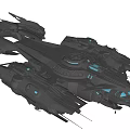 Futuristic Spaceship With Metallic Structure Blue Lights And Detailed Design Features