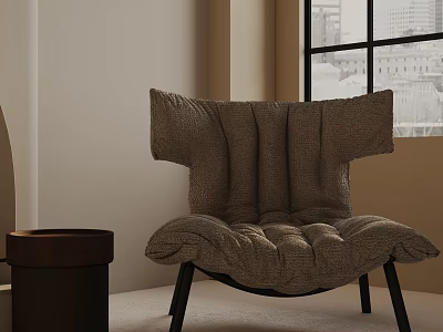 Comfortable Modern Accent Chair With Tufted Design And Black Wooden Legs 3d model