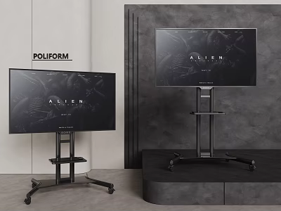 Poliform TVs on Wheeled Stands in Modern Interior with Sleek Display Design 3d model
