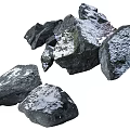 Natural Black Stones With White Snow Covered Surface And Textured Appearance