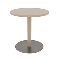 Modern Wooden Coffee Table With Round Top And Black Base 3d model