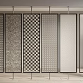Modern Glass Room Dividers With Various Textured Patterns For Interior Partition 3d model