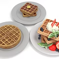 Waffles Cookies Breakfast Food 3d model