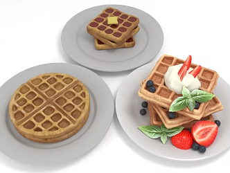 Waffles Cookies Breakfast Food 3d model