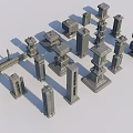 Gray Animal Inspired Architectural Models in 3D City Building Display Collection