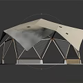 Modern Outdoor Leisure Furniture With Octagonal Structure White Canopy Crossed Frame And Gray Base
