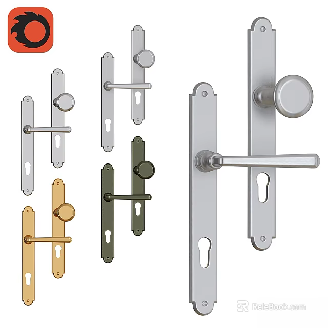 Various Modern Door Handles In Different Colors And Styles For Home Hardware 3d model 