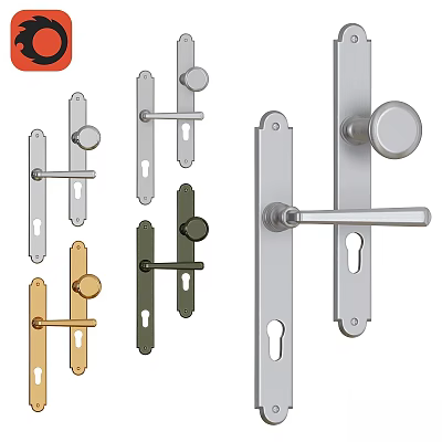 Various Modern Door Handles In Different Colors And Styles For Home Hardware 3d model