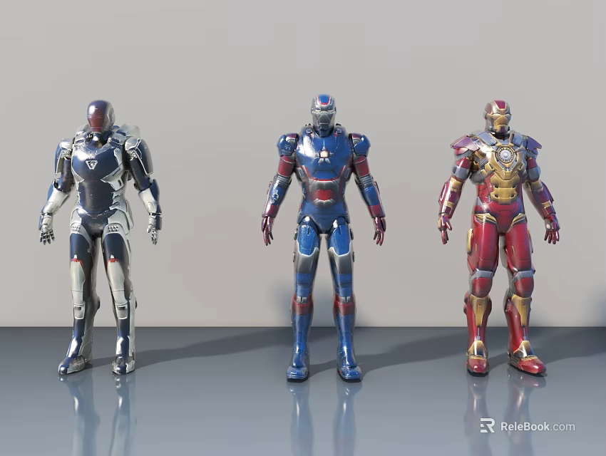 Game Movie Character Iron Man Armor Action Figure Models In Different Colors 3d model 