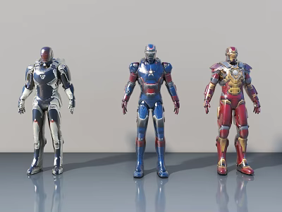 Game Movie Character Iron Man Armor Action Figure Models In Different Colors 3d model