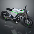 ERAXIO 77 Motorcycle With Modern White Design Green Accents And Black Seat