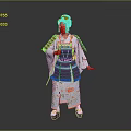 Woman Wearing Traditional Japanese Kimono with Intricate Patterns Decorative Obi and Traditional Hairstyle