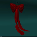 Elegant Decorative Ornament Set With Red Bow On Stand And Green Background
