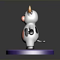 Cute Cartoon Cow Game Character With Yellow Horns Pink Belly And Purple Base