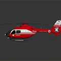 Modern Red Helicopter With Yellow Tipped Rotors And Reflective Body Design
